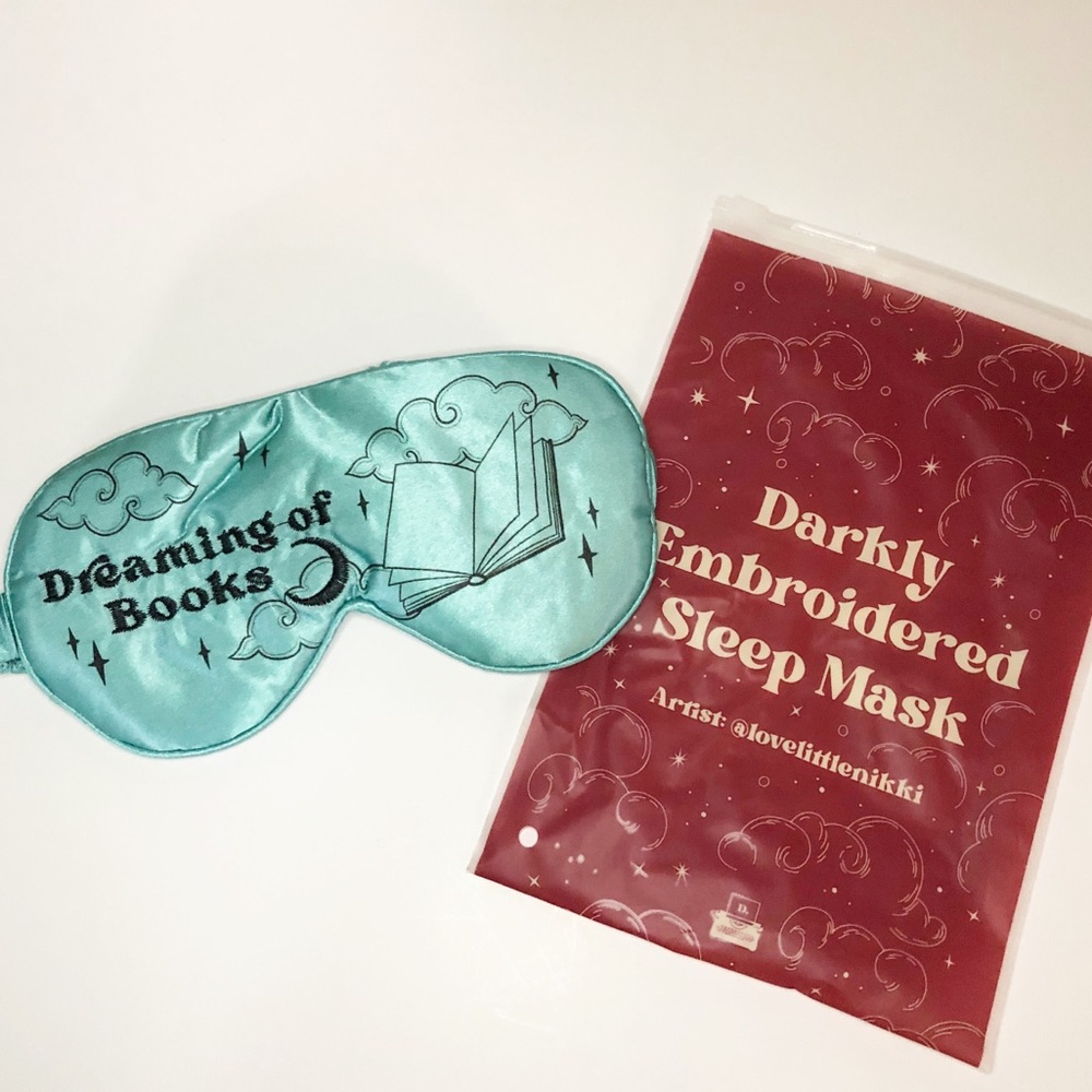 The Bookish Box Dreaming of Books Embroidered Sleep Mask - Picture 4 of 7